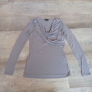 Armani Exchange Shirt Women's Medium Gray Long Sleeve Sequin